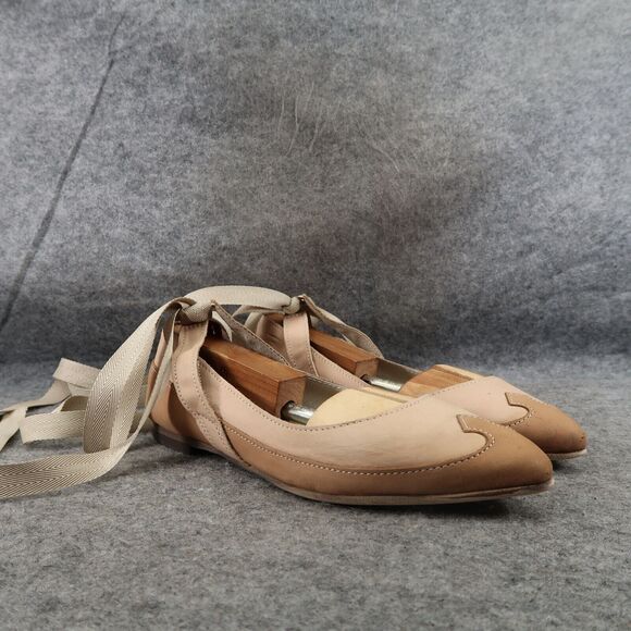 Free People Shoes Womens 36 Flats Ankle Wrap Tie Fashion Boho Leather Classic - Picture 1 of 15